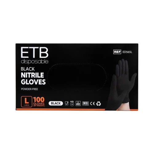ETB Eldobható Fekete Nitril Kesztyű 100db
