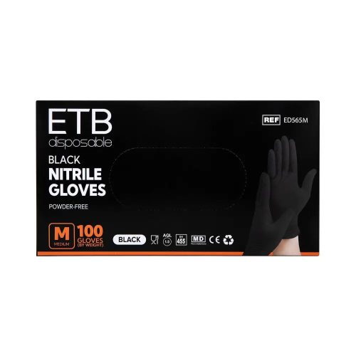 ETB Eldobható Fekete Nitril Kesztyű 100 db