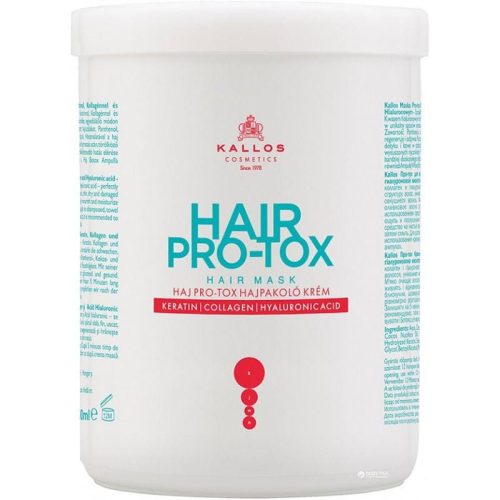 Kallos Hair Pro-Tox Regeneráló Keratinos Hajpakolás 1000ml | Kiszerelés: 1000 ml