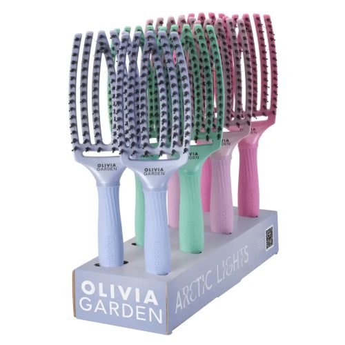 Kiállító Stand 8 Darab Display Vaddisznószőr és Nylon Hajbontó Kefével Fingerbrush Iconic Arctic Lights