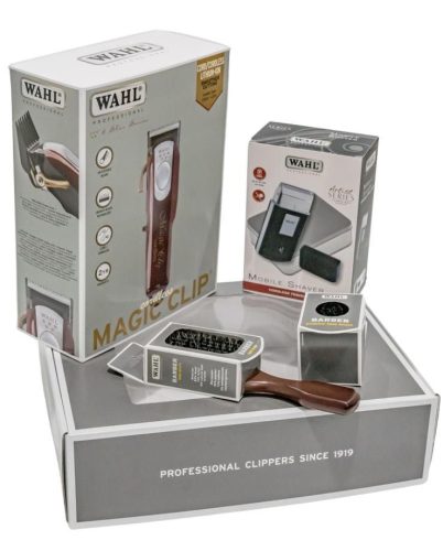 Wahl Combo Set: Magic Clip Hajvágó + Travel Borotva + Fade Brush és Barber Fade Brush - Komplett Frizura Készlet Professzionális Eszközökkel